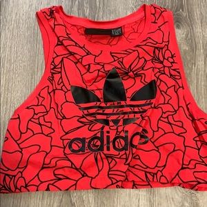 Coral adidas crop top.